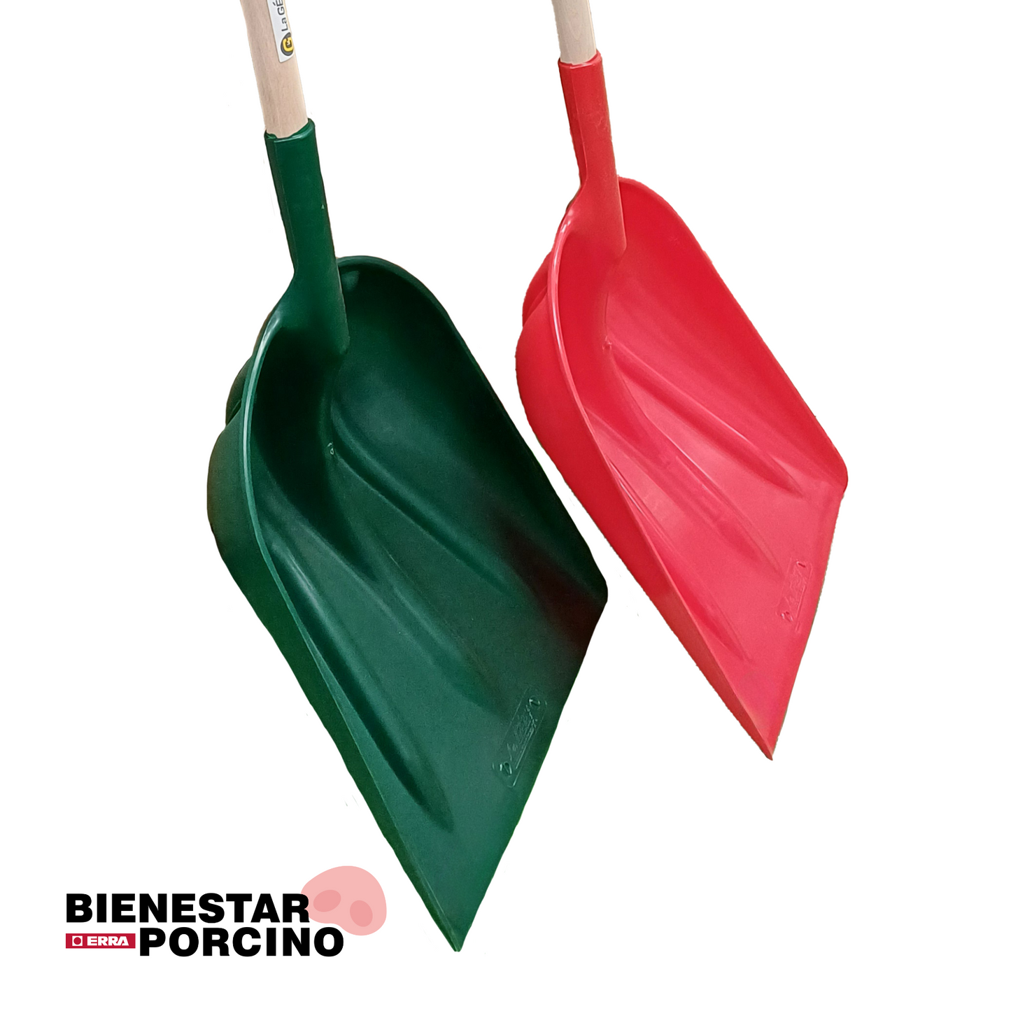 Palas de polietileno de eje corto con mango