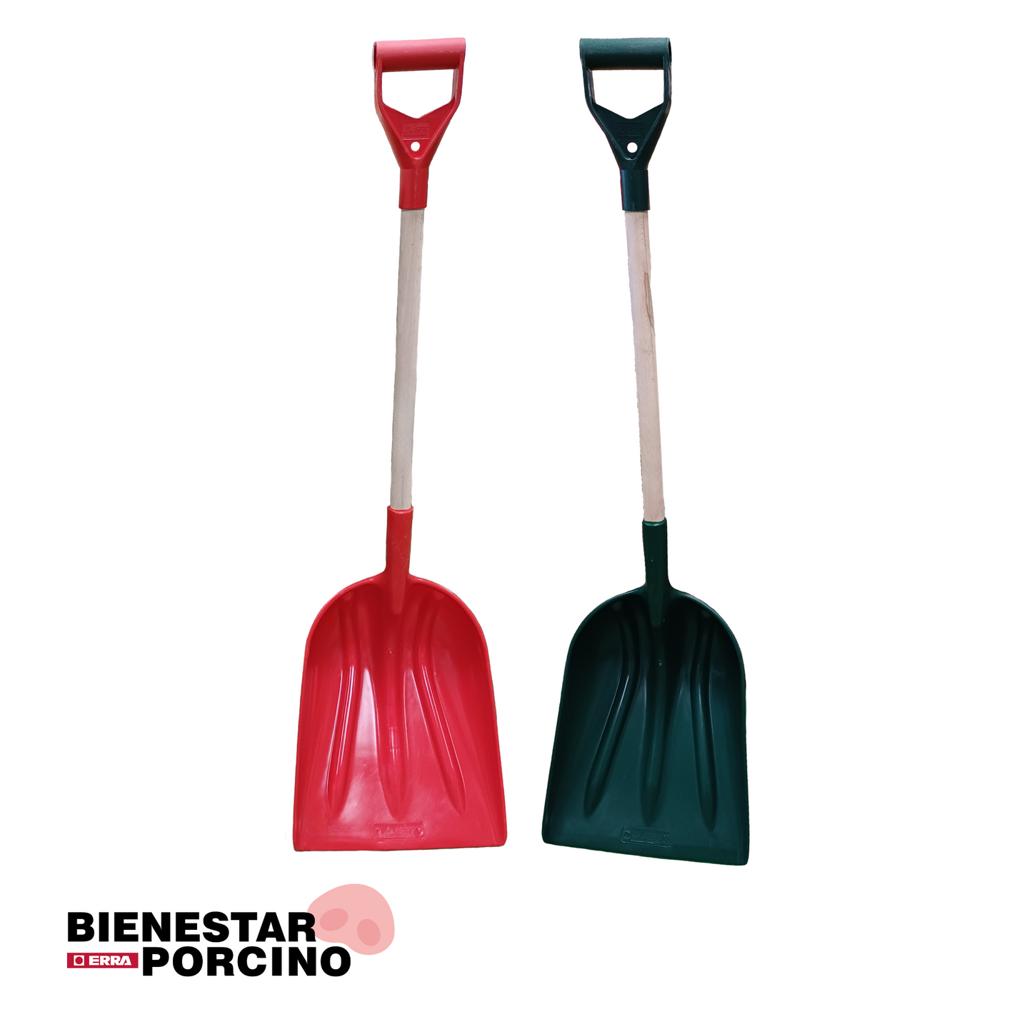 Palas de polietileno de eje corto con mango