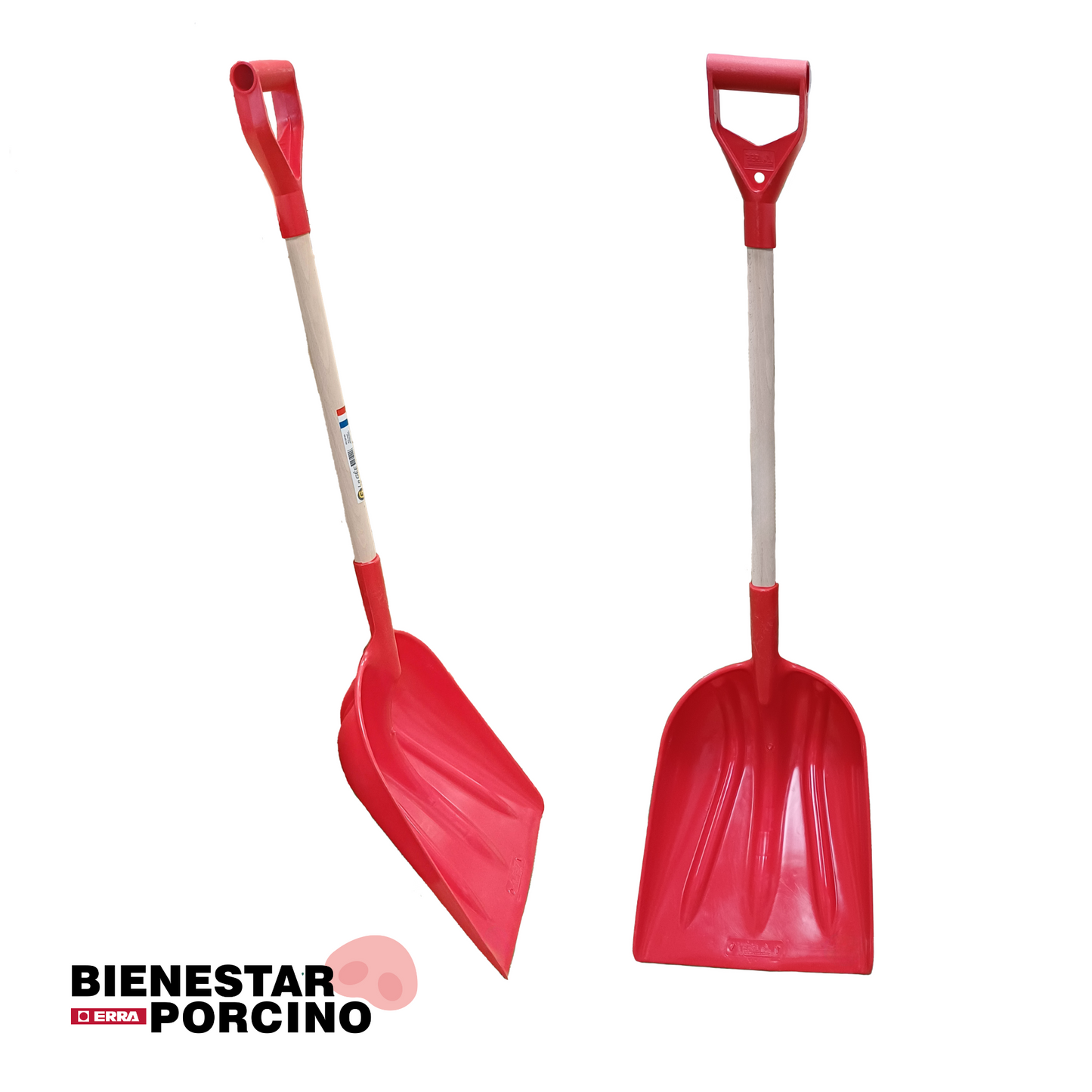 Palas de polietileno de eje corto con mango