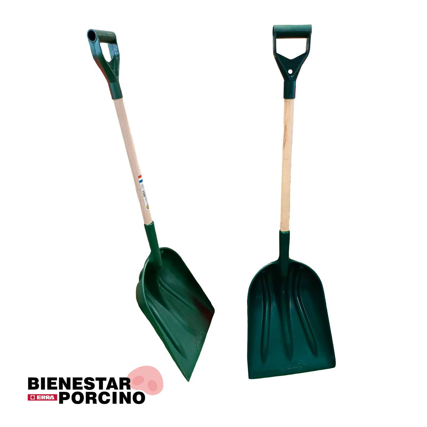 Palas de polietileno de eje corto con mango
