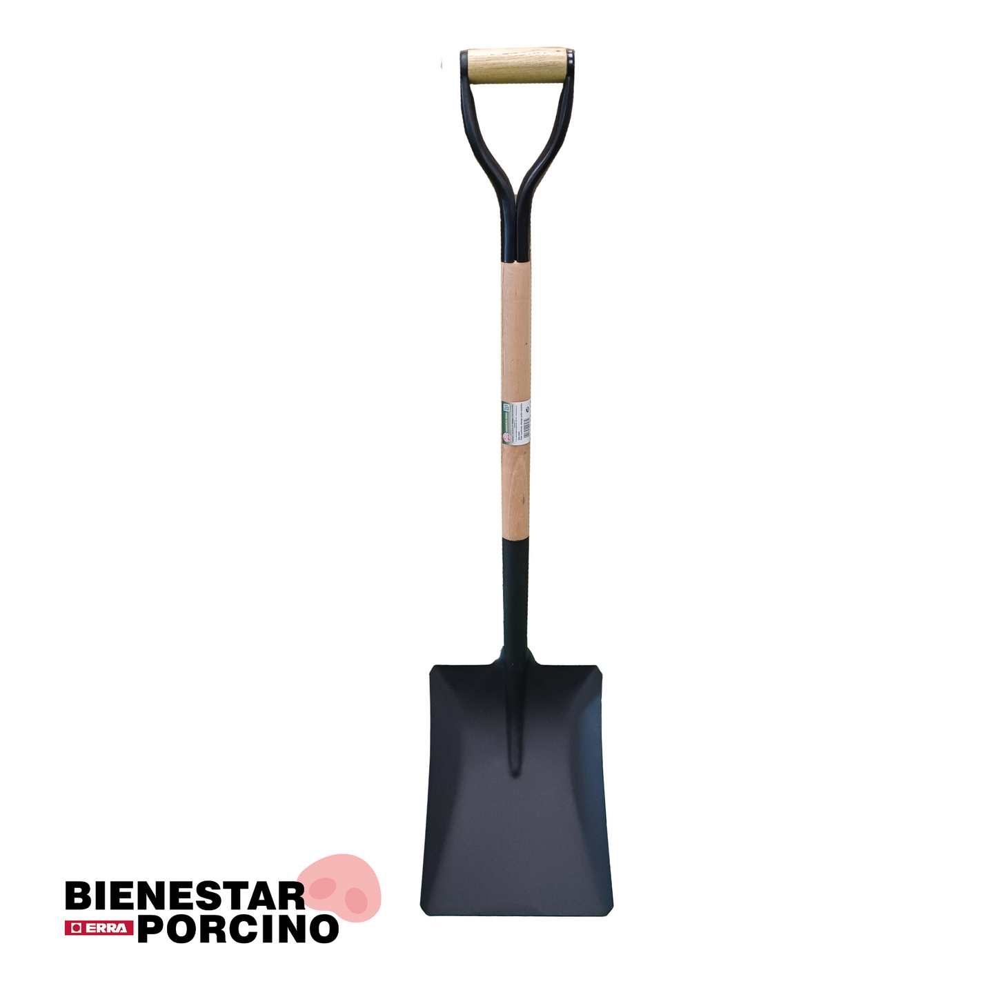Pala de metal de punta cuadrada con mango